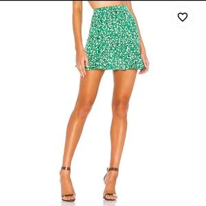 Kelly Ruffle Mini Skirt in Green Leopard